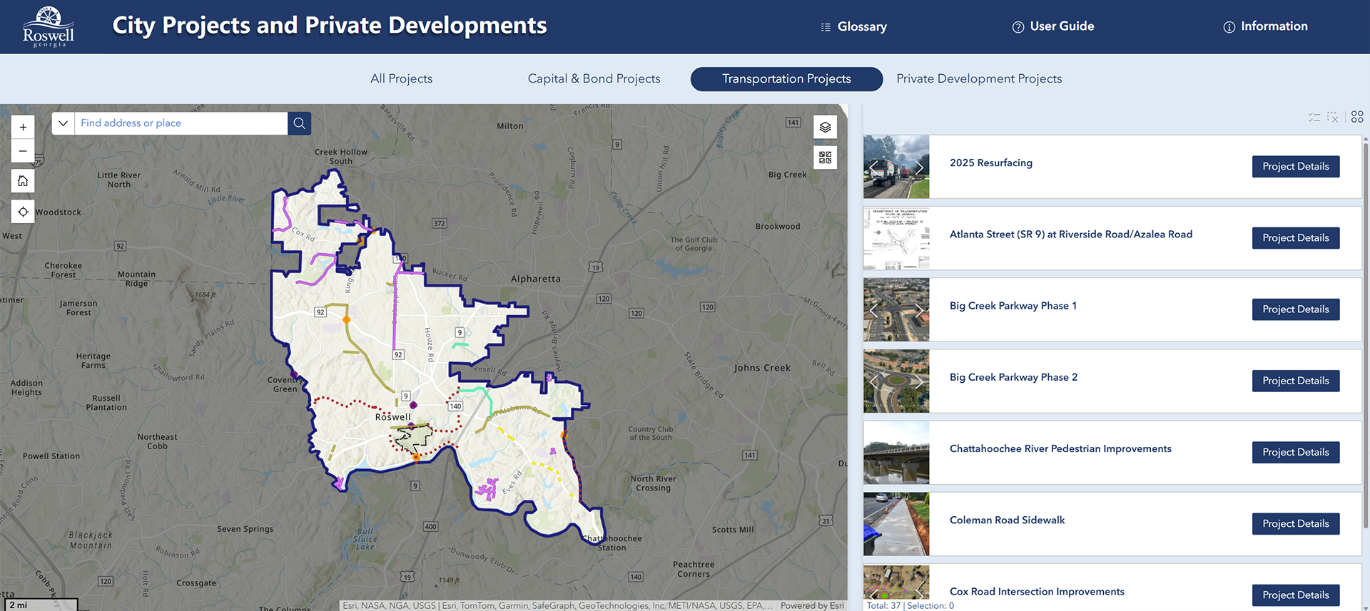 Transportation Projects Dashboard Preview